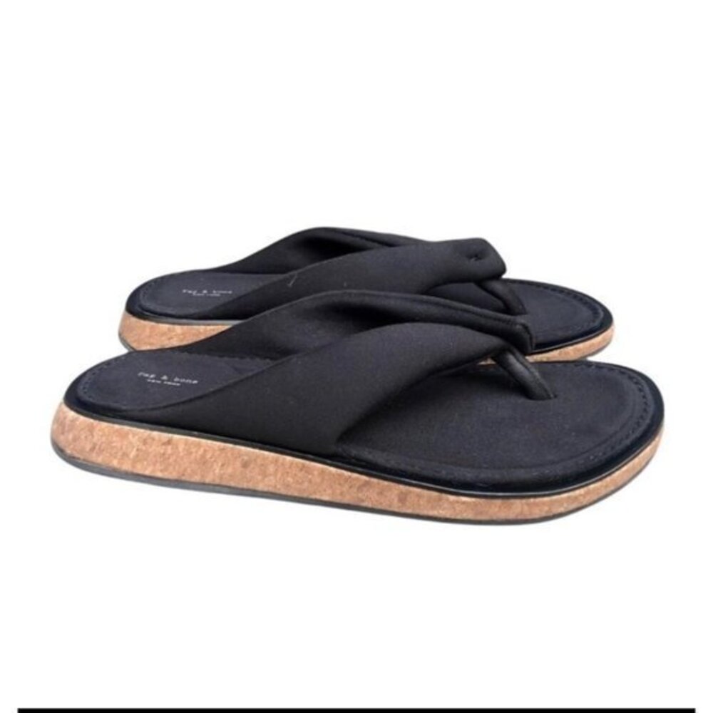 RAG & BONE Parque black recycled neoprene flip flops Size 38